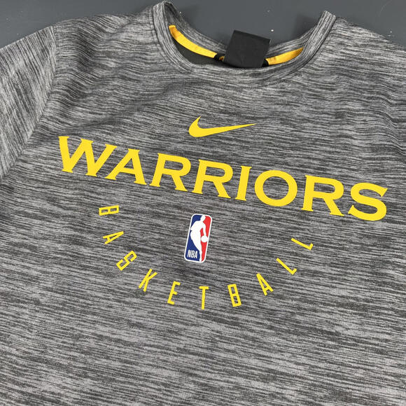 Golden State Warriors Sweatshirt Mens Small Heather Gray Nike Dri Fit Warm Up - Picture 2 of 8
